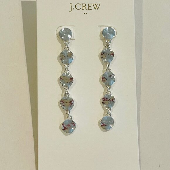 J.Crew Hammered drop earrings, mini circle, silver, 2 1/4" lightweight - Picture 5 of 6